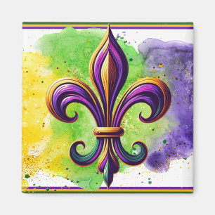 Aimant Mardi Gras coloré Fleur de lis