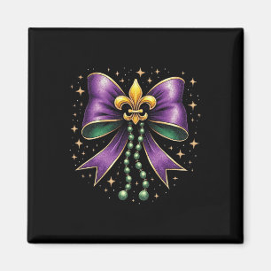 Aimant Mardi Gras Coquette Bow Fat Happy Mardi Gras