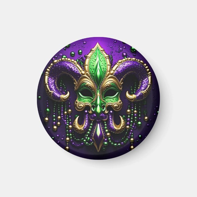 Aimant Mardi Gras Fleur De Lis Design (Devant)