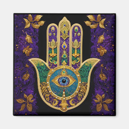 Aimant Mardi Gras Gold violet vert Hamsas Art
