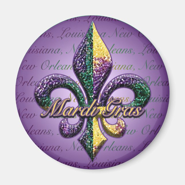 Aimant Mardi Gras perle Fleur de lis 2 (Devant)