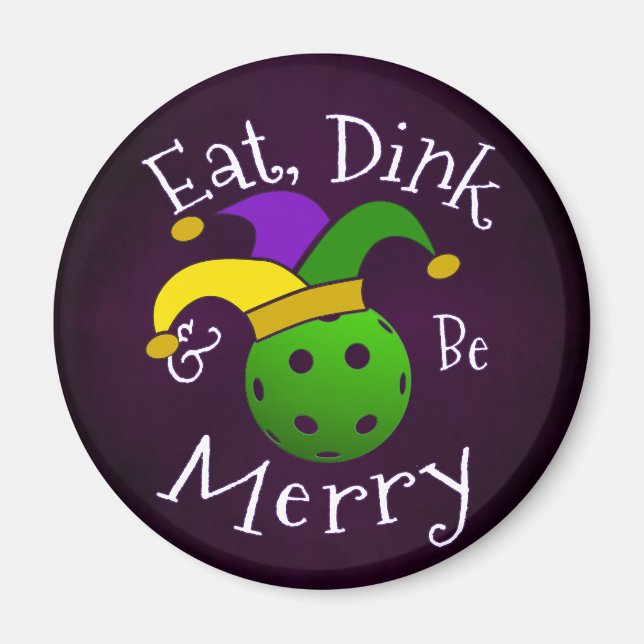 Aimant Mardi Gras Pickleball Eat Dink Be Joyeux (Devant)