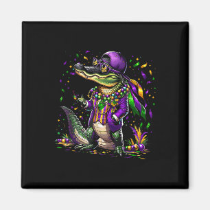 Aimant Mardigator Mardi Gras Alligator Costume Hommes Fem