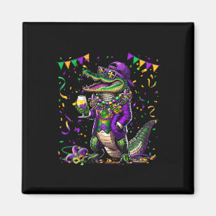 Aimant Mardigator Mardi Gras Alligator Costume Hommes Fem