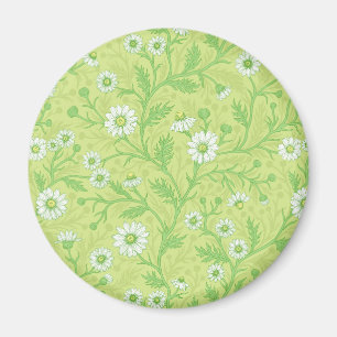 Aimant Marguerites en blanc et vert sur fond vert miel