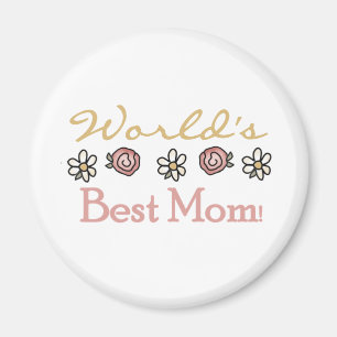 Aimant Marguerites et meilleur maman du monde Rose