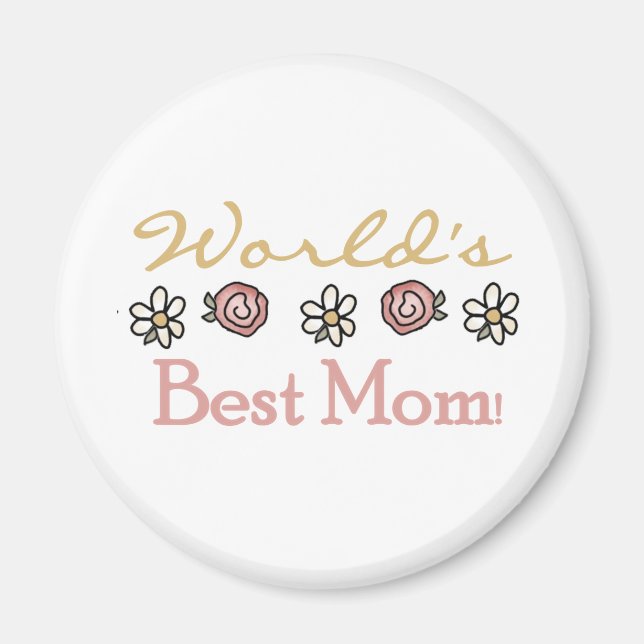 Aimant Marguerites et meilleur maman du monde Rose (Devant)