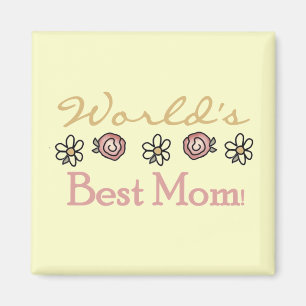 Aimant Marguerites et meilleur maman du monde Rose