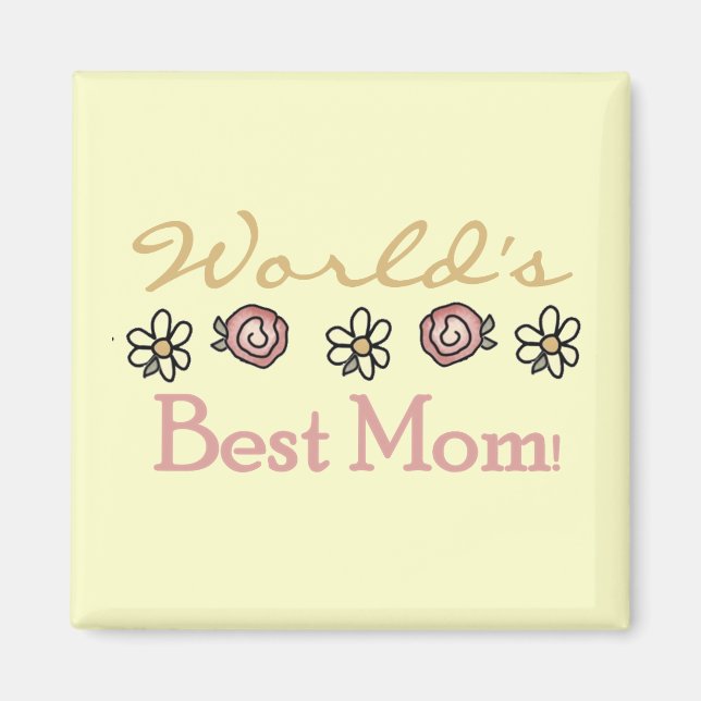 Aimant Marguerites et meilleur maman du monde Rose (Devant)