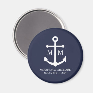 Aimant Mariage Ancre bleu marine