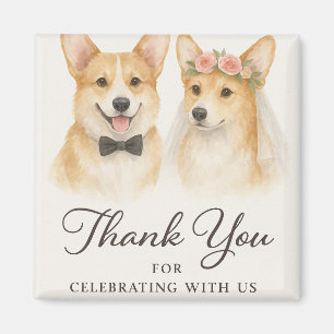 Aimant Mariage aquarelle Corgi Merci