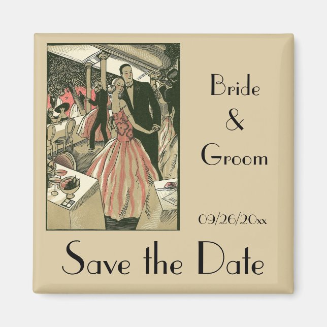 Aimant Mariage Art Déco vintage, Première Danse pour mari (Devant)