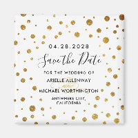 Mariage blanc et or Foil Enregistrer la date Magne