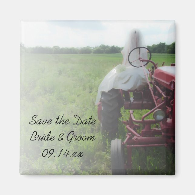 Aimant Mariage campagnard de tracteur de ferme de mariées (Devant)