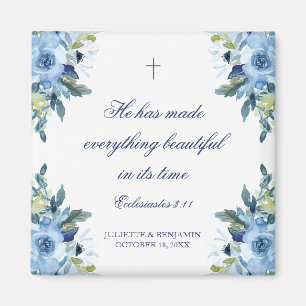 Aimant Mariage chrétien de Juliette Dusty Blue Floral
