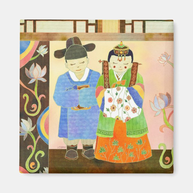Aimant Mariage coréen traditionnel : Cadeau Mariage migno (Devant)
