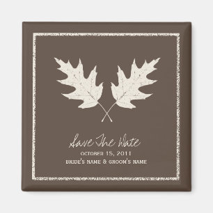 Aimant Mariage de automne Brown Enregistrer La Date Chêne