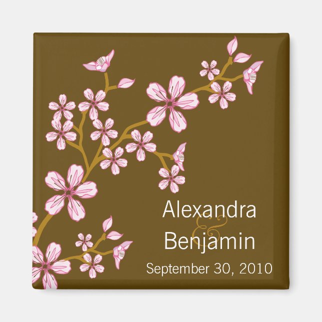 Aimant Mariage de fleurs de cerisier rose doux Favoriser (Devant)