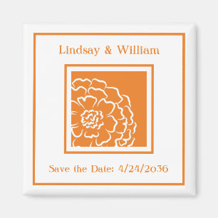 Aimant Mariage de Marigold orange Sauvez la date