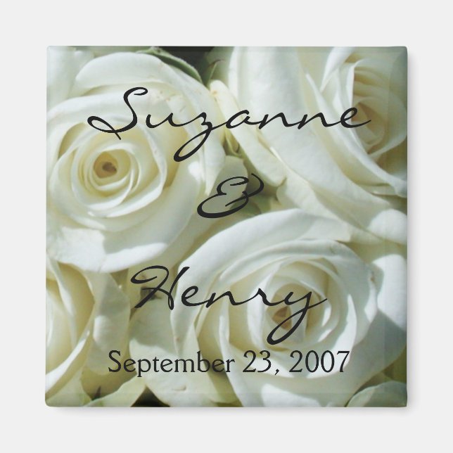 Aimant Mariage de roses blanches personnalisées (Devant)