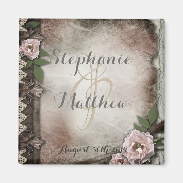 Aimant Mariage de roses vintages (Devant)