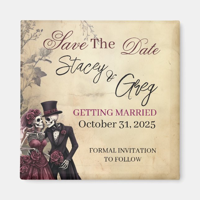 Aimant Mariage de squelette gothique rustique (Devant)