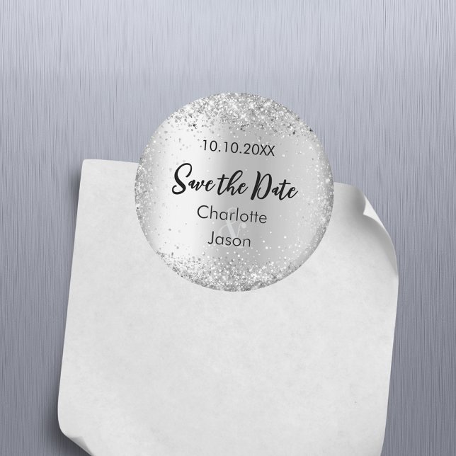 Aimant Mariage du script en argent Enregistrer la date (Créateur téléchargé)