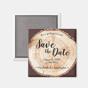 Aimant Mariage en bois rustique Enregistrer la date Perso