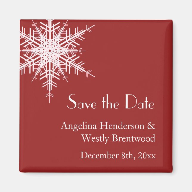Aimant Mariage en hiver Enregistrer l'aimant Date (Devant)