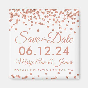 Aimant Mariage Enregistrer La Date Rose Gold Parties scin