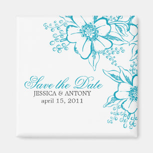 Aimant Mariage floral de style d'impression typographique