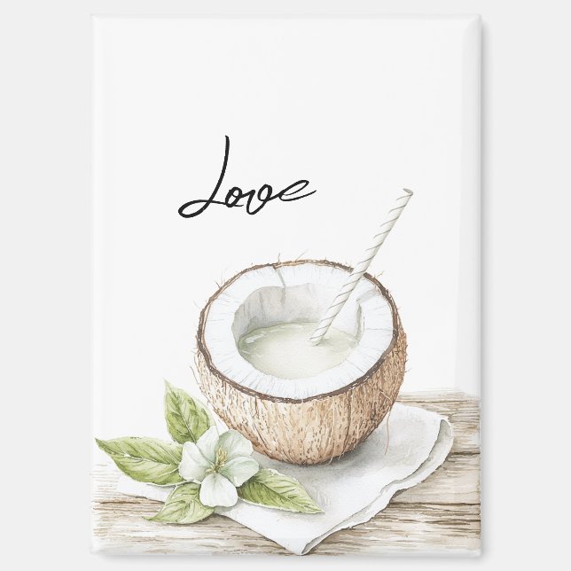 Aimant Mariage Floral Tropical Aloha de Noix de Coco (Recto)