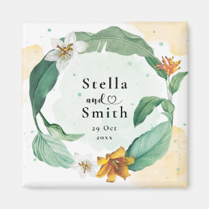 Aimant Mariage floral tropical coloré