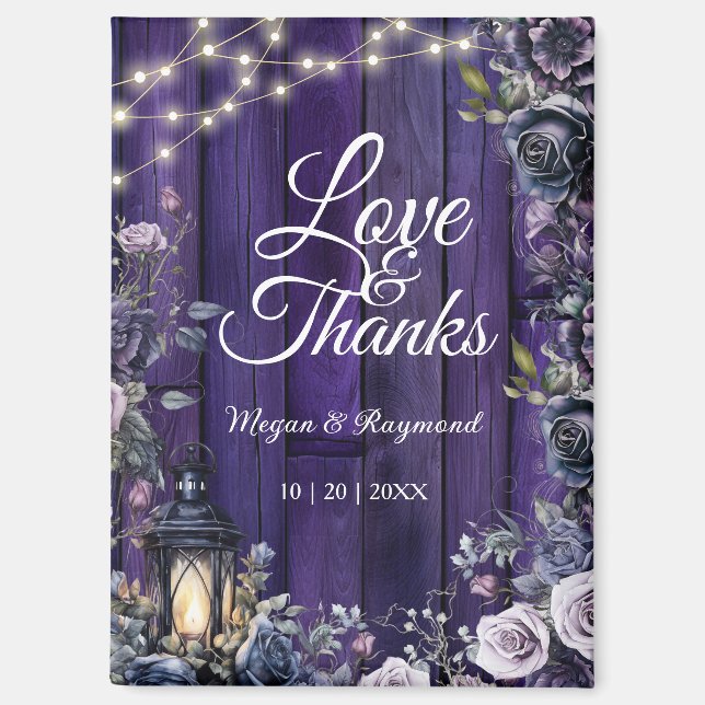 Aimant Mariage gothique Rustique Purple Merci magnétique (Recto)