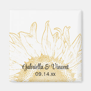 Aimant Mariage graphique de tournesol jaune