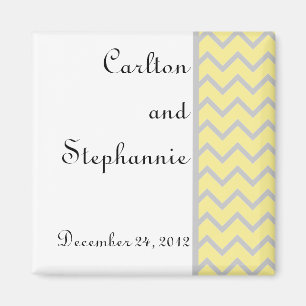 Aimant Mariage moderne Chevron Jaune/Gris