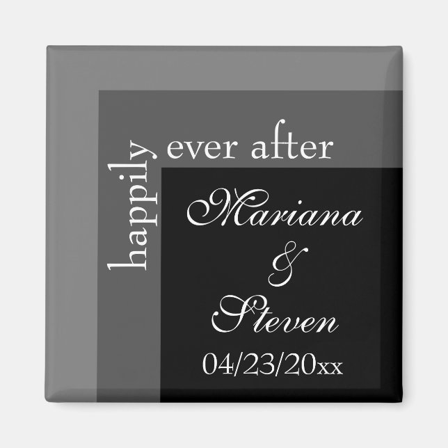 Aimant Mariage moderne noir et blanc (Devant)