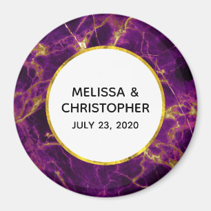 Aimant Mariage moderne violet et or marbre Abstrait