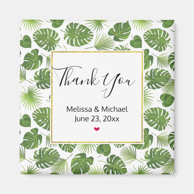 Aimant Mariage Motif Feuille élégant Green Tropical (Devant)