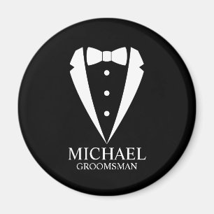 Aimant Mariage noir Tuxedo Suit Groomsmen personnalisé
