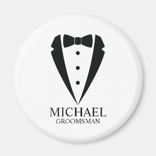 Aimant Mariage noir Tuxedo Suit Groomsmen personnalisé