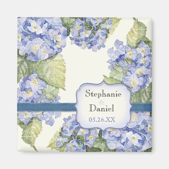 Aimant Mariage officiel bleu Hydrangea Bracket Floral (Devant)