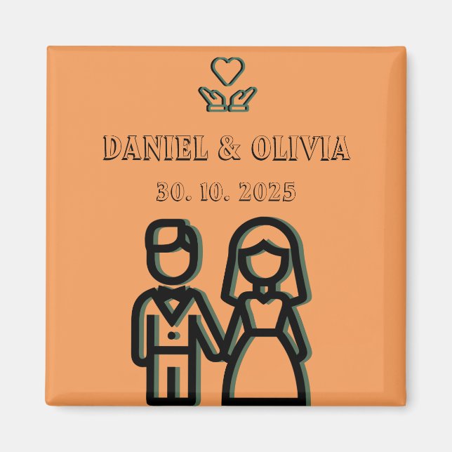 Aimant Mariage orange profond (Devant)