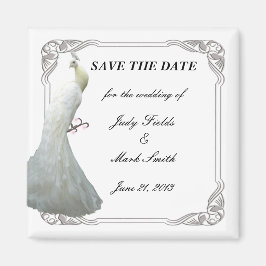 Aimant Mariage Peacock Blanc Personnalisé Enregistrer L'A