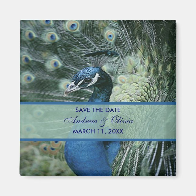 Aimant Mariage Peacock Enregistrer La Date (Devant)