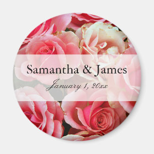 Aimant Mariage personnalisé par bouquet de rose de rose