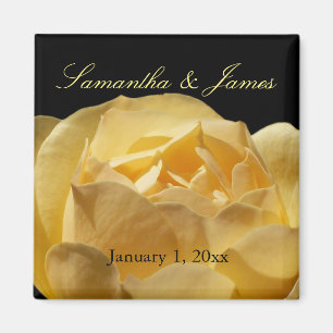 Aimant Mariage personnel de rose jaune