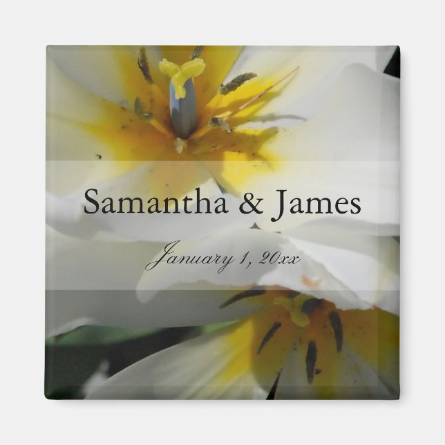 Aimant Mariage personnel Lys blancs à l'intérieur (Devant)