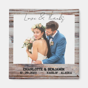 Aimant Mariage photo en bois rustique Faveur