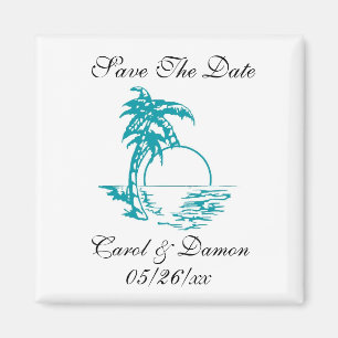 Aimant Mariage Plage Enregistrer La Date Palm Tree Sunset